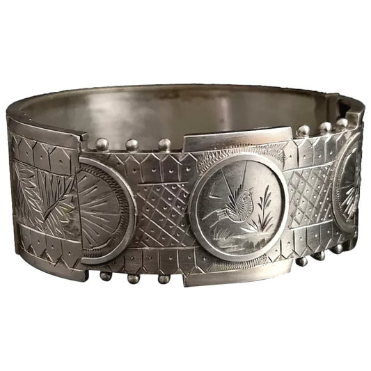 Antique Victorian bangle, Swallow, Aesthetic era