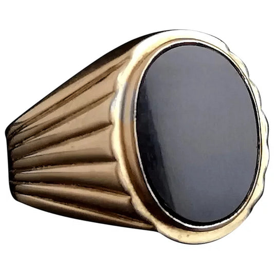 Vintage Gents Onyx signet ring, 9ct gold, heavy