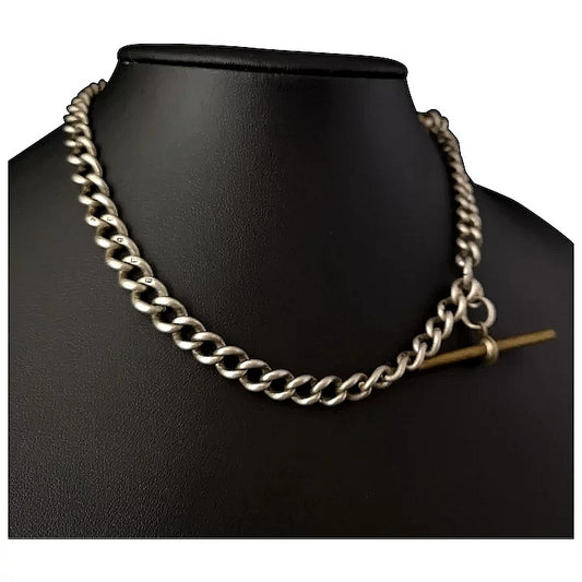 Antique silver albert chain, watch chain