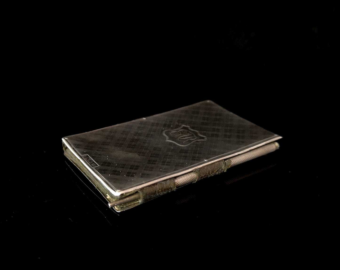 Antique silver Aide memoire, tartan engraved, Nathaniel Mills