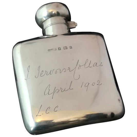 Antique Victorian silver hip flask