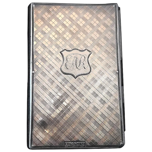Antique silver Aide memoire, tartan engraved, Nathaniel Mills