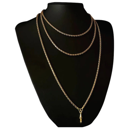 Antique Victorian longuard chain, muff chain necklace