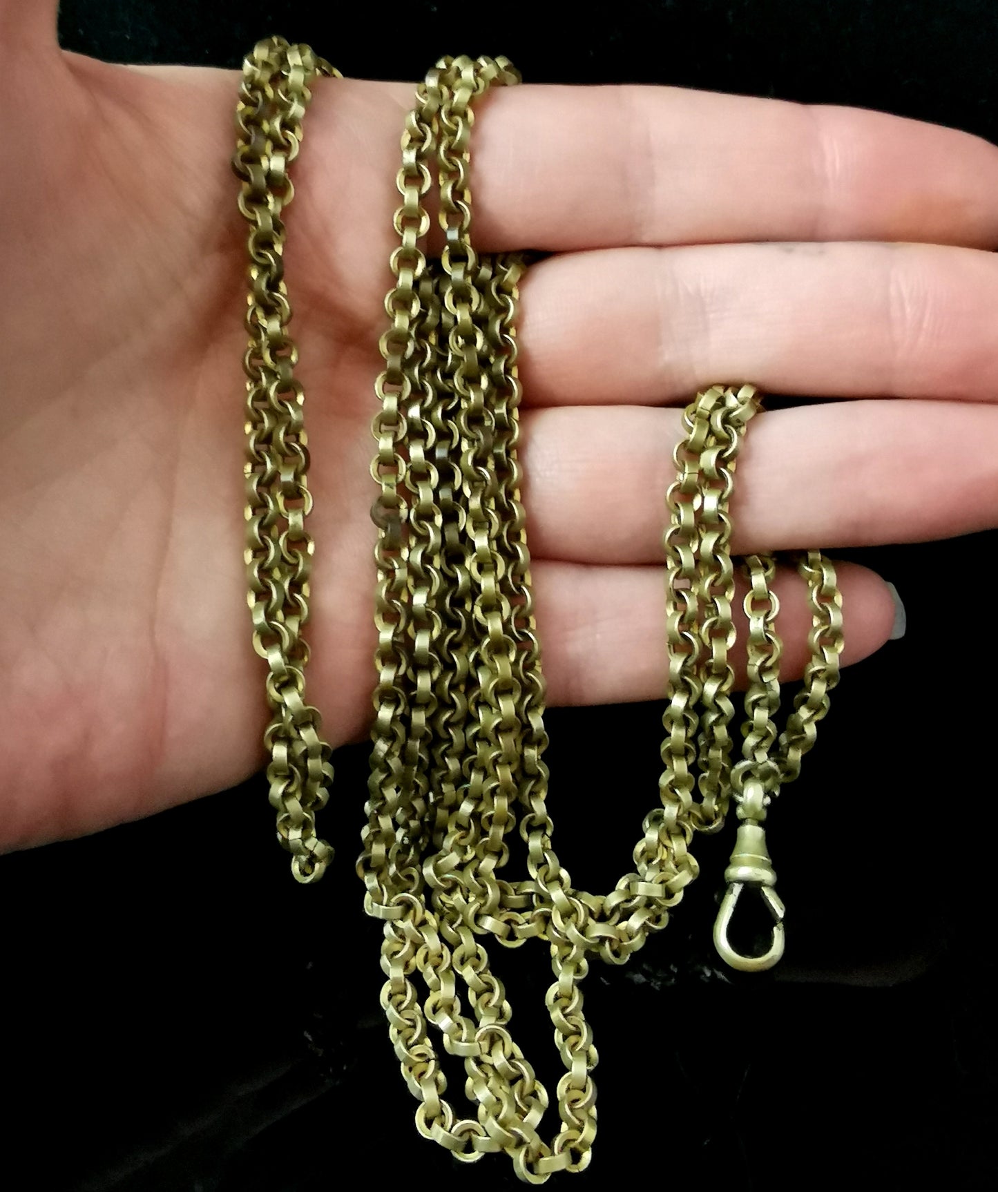 Antique Georgian longuard chain, muff chain necklace