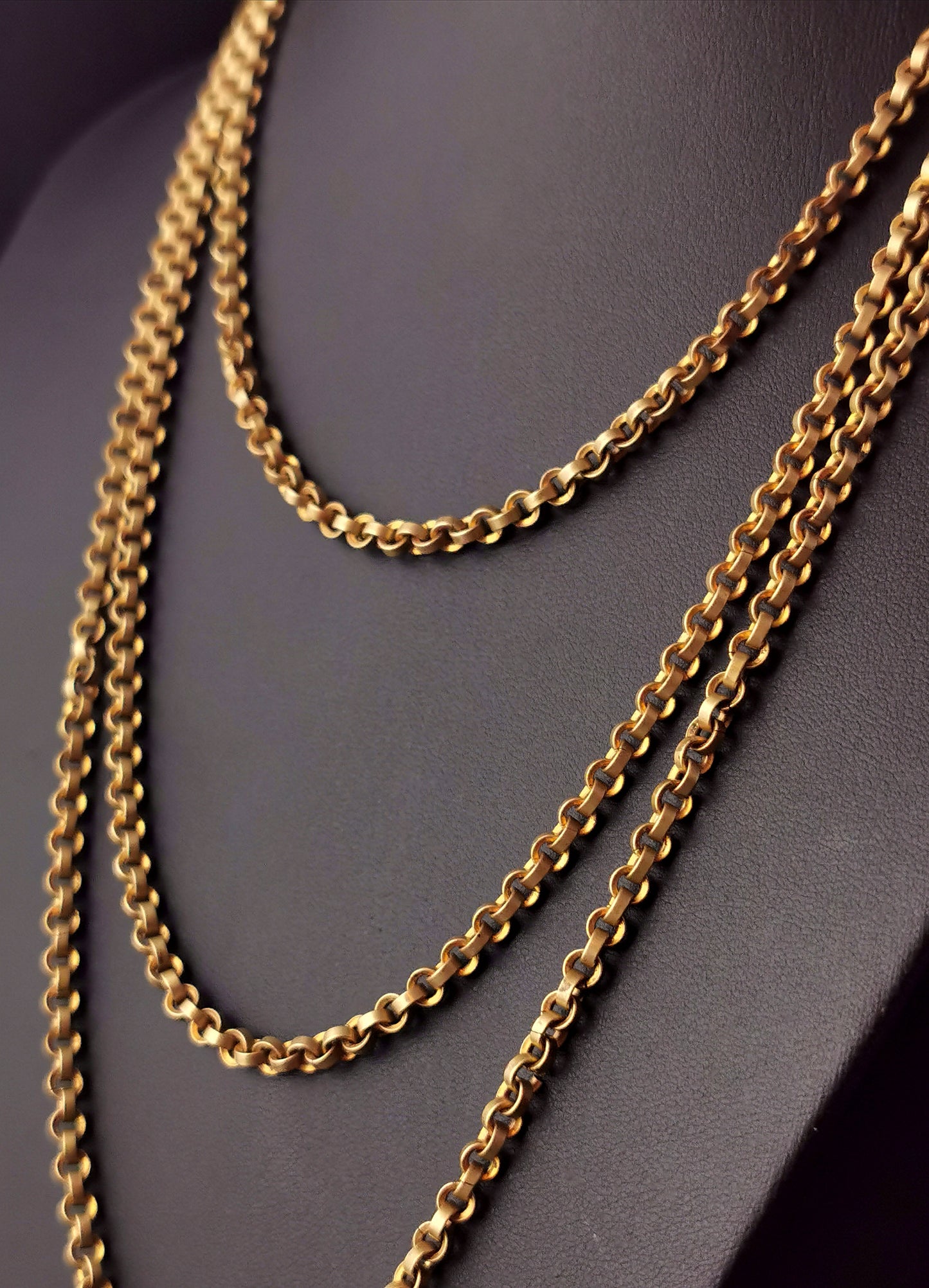 Antique Georgian longuard chain, muff chain necklace