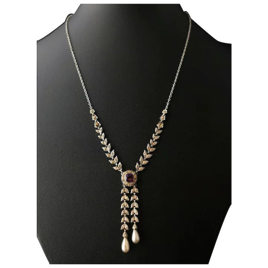 Vintage sterling silver and paste negligee necklace