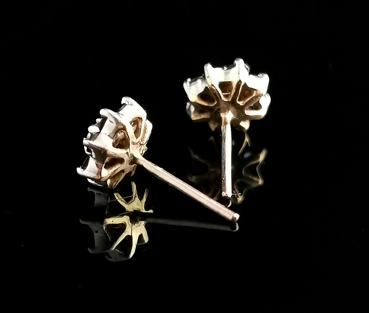 Vintage Diamond and Sapphire stud earrings, 9ct gold