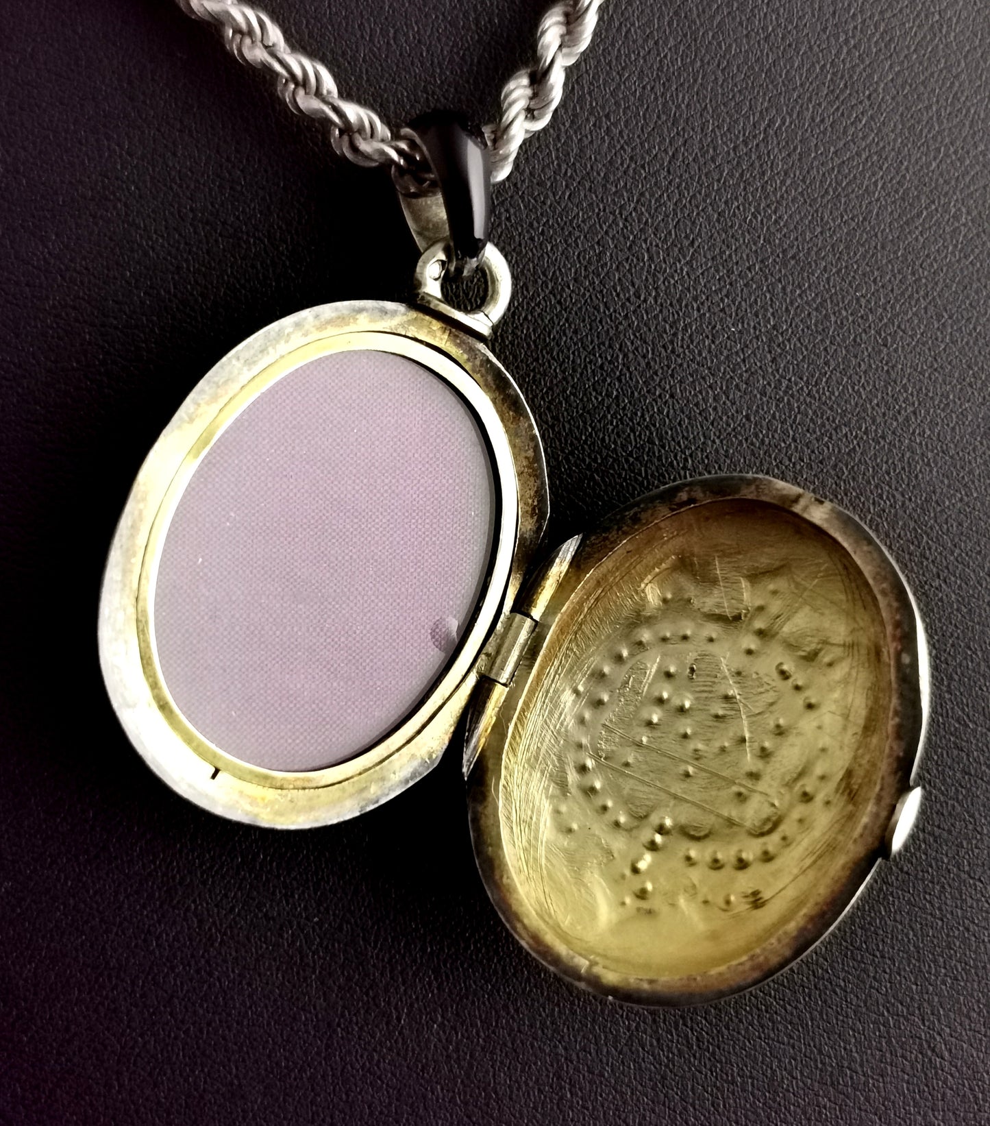 Victorian mourning locket, Black enamel and seed pearl, IMO