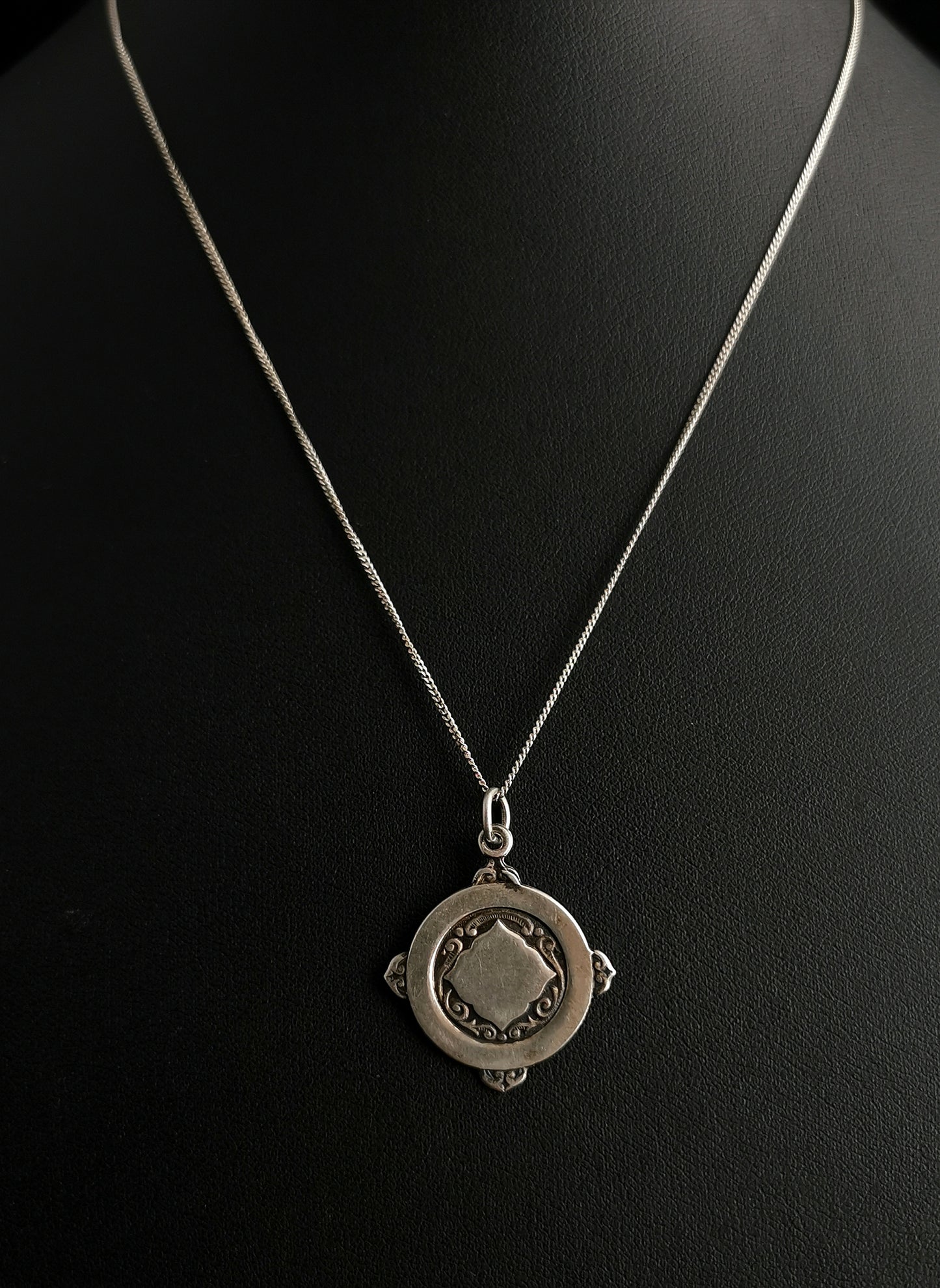 Vintage sterling silver fob pendant, necklace