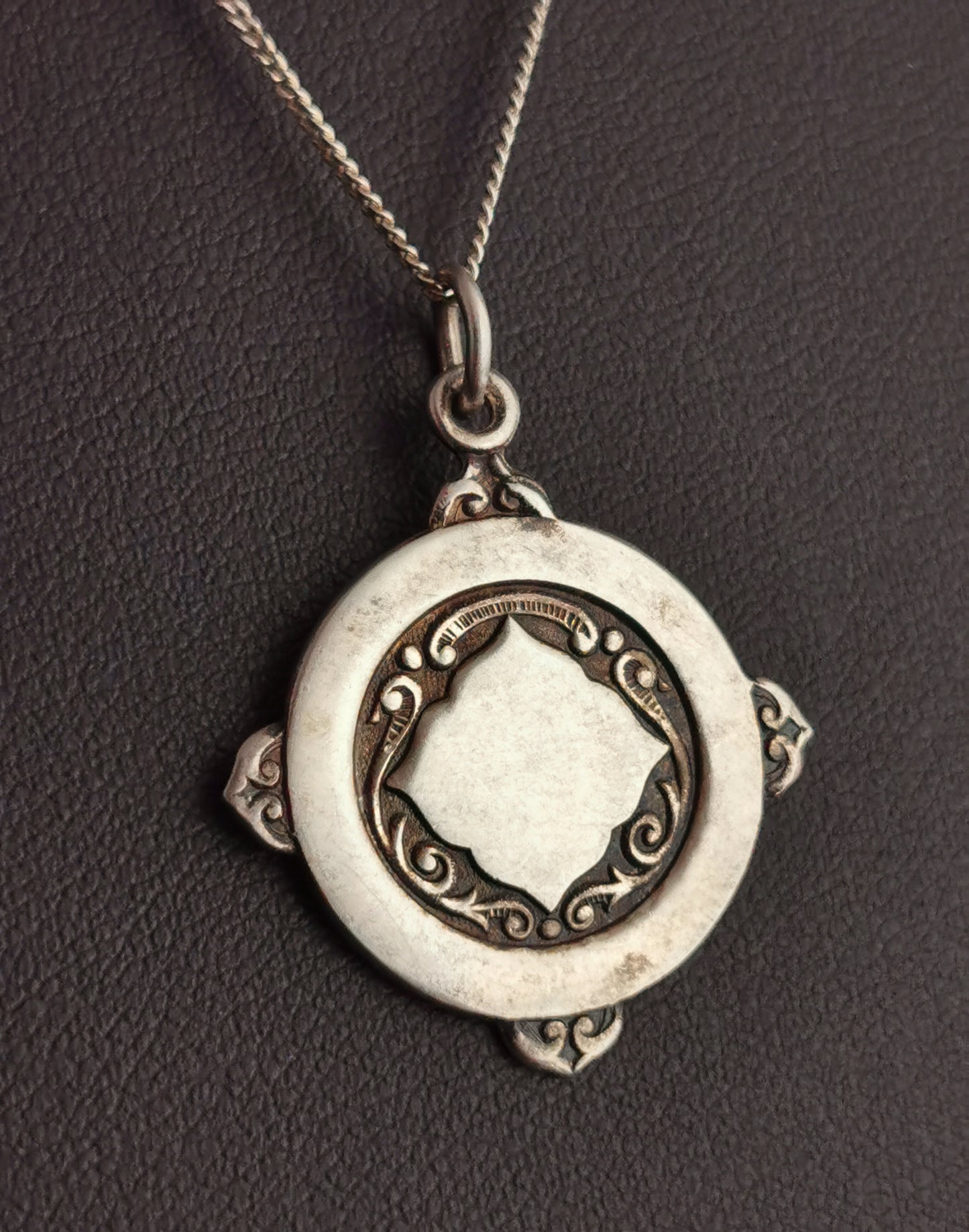 Vintage sterling silver fob pendant, necklace