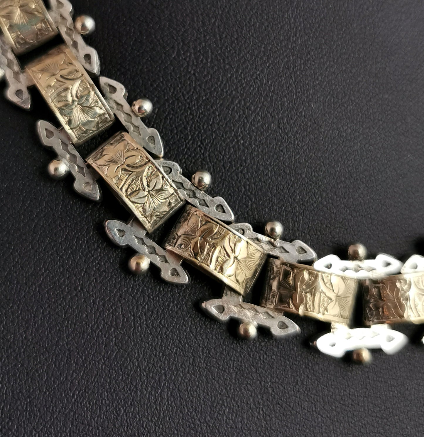 Victorian silver gilt book chain collar necklace