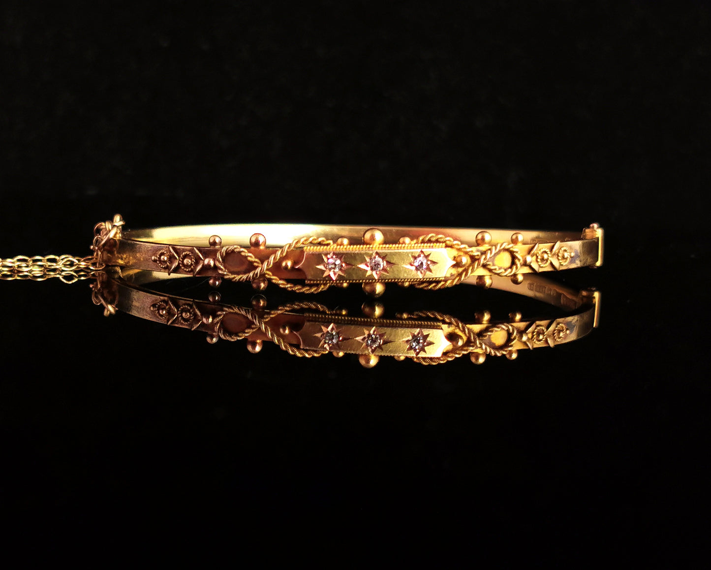 Antique Diamond bangle, 15ct gold, Edwardian