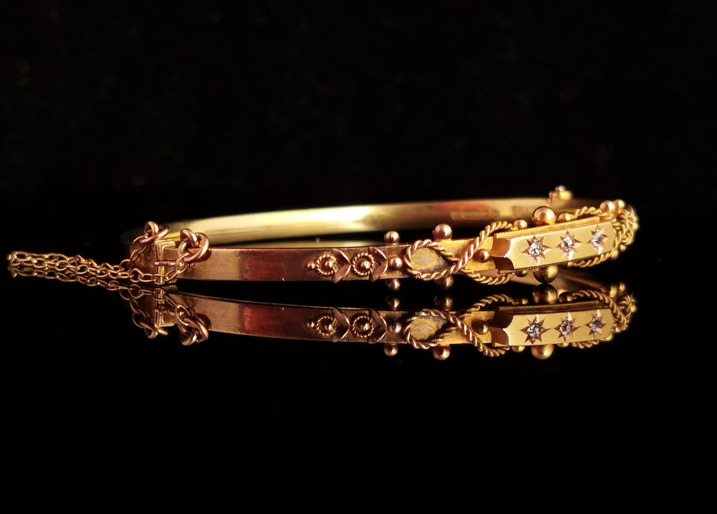 Antique Diamond bangle, 15ct gold, Edwardian