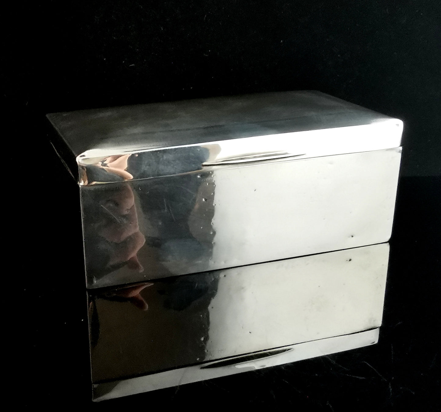 Art Deco sterling silver cigarette box, table top