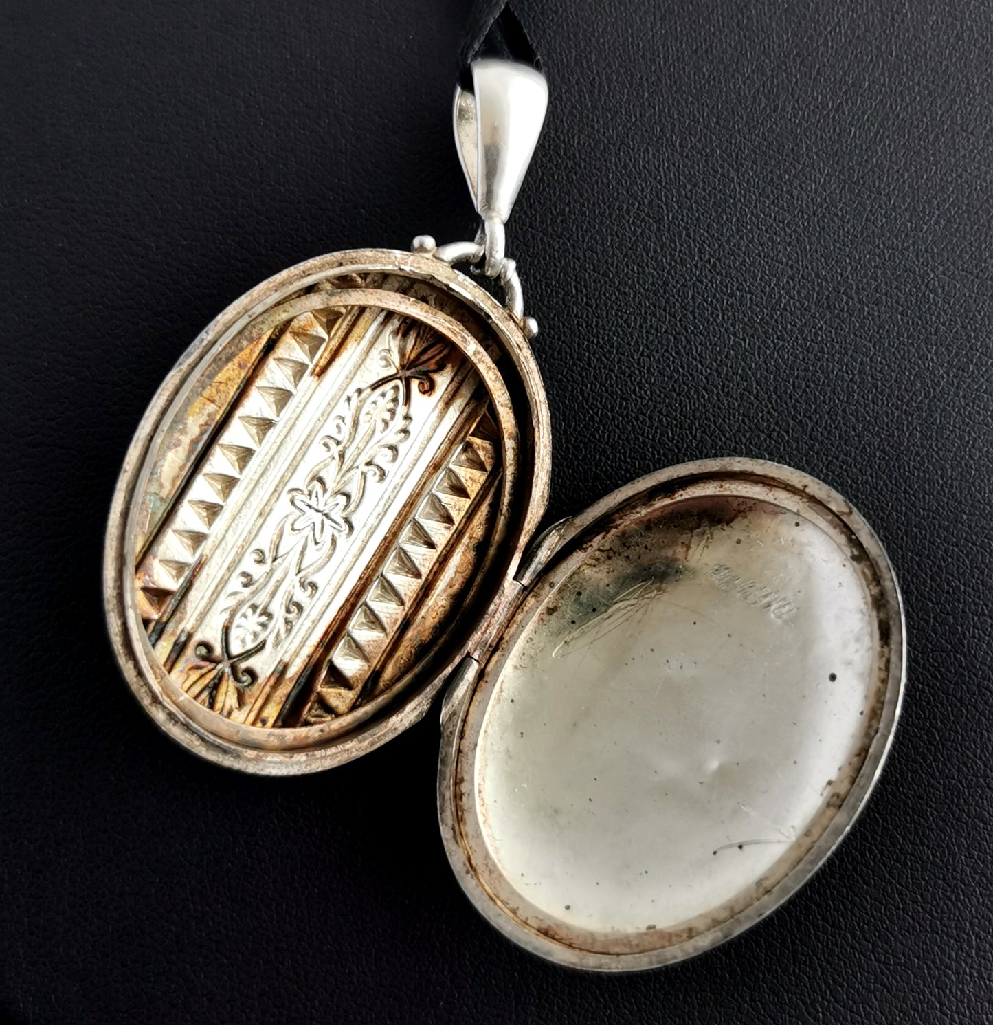 Antique Victorian silver locket, aesthetic era