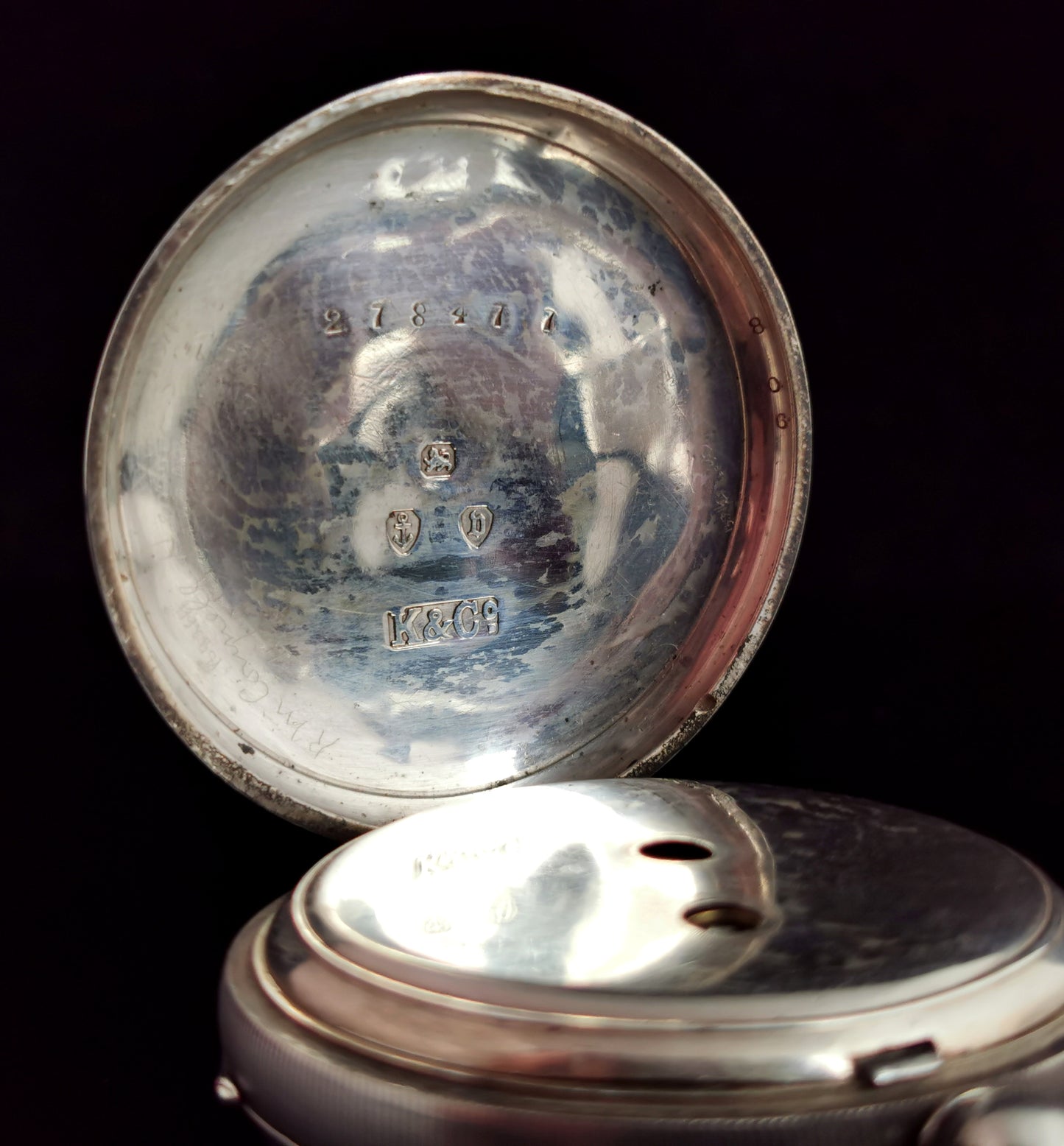 Victorian silver pocket watch, horse racing