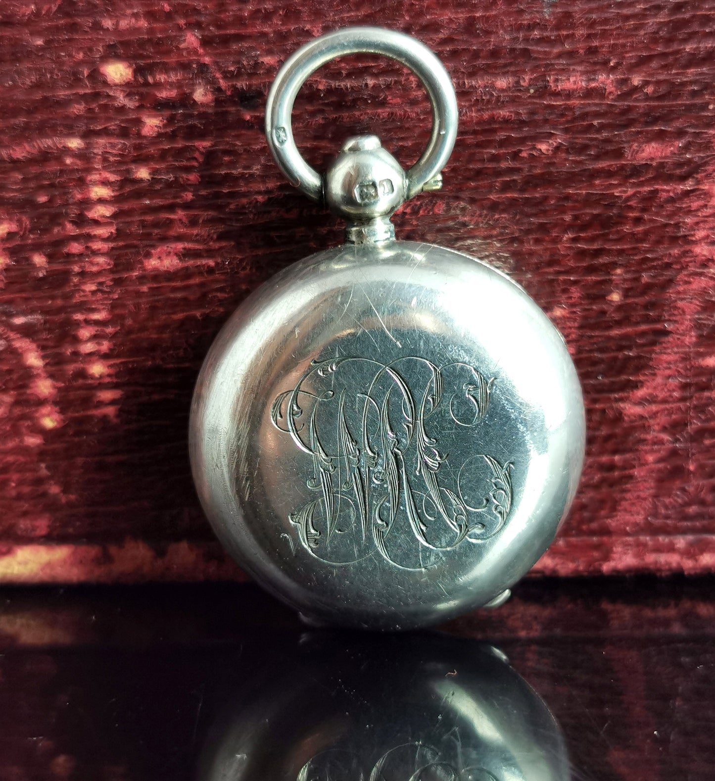 Antique silver sovereign case, monogrammed