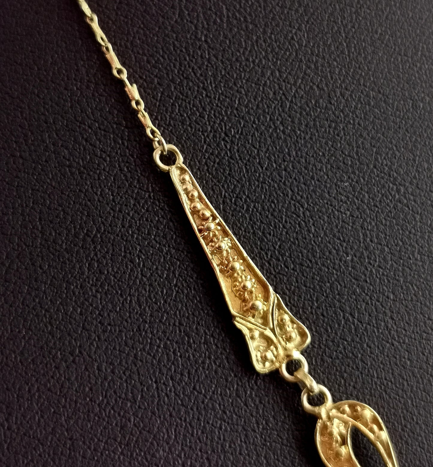 Antique 22ct gold drop necklace, floral, Art Nouveau