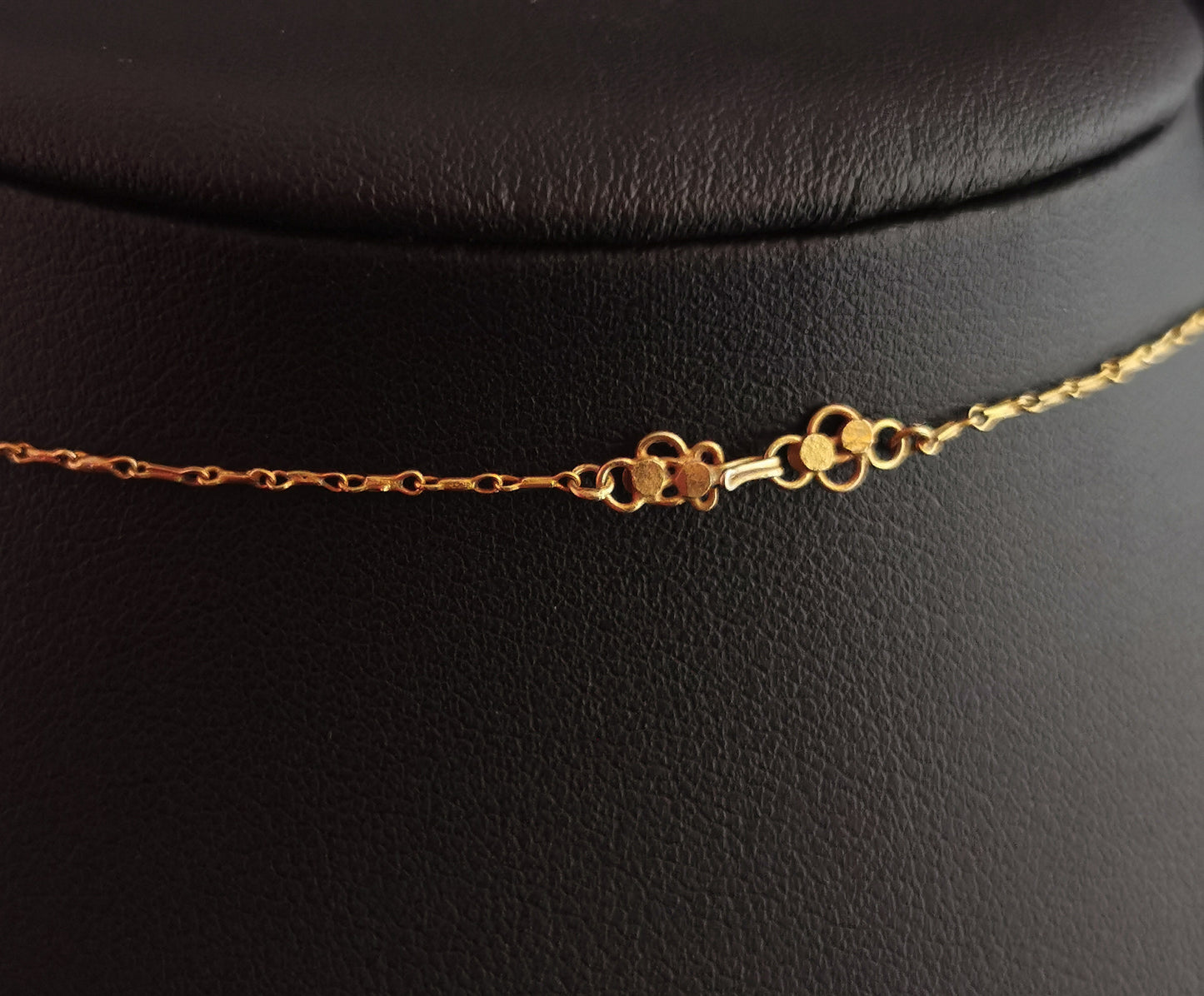 Antique 22ct gold drop necklace, floral, Art Nouveau
