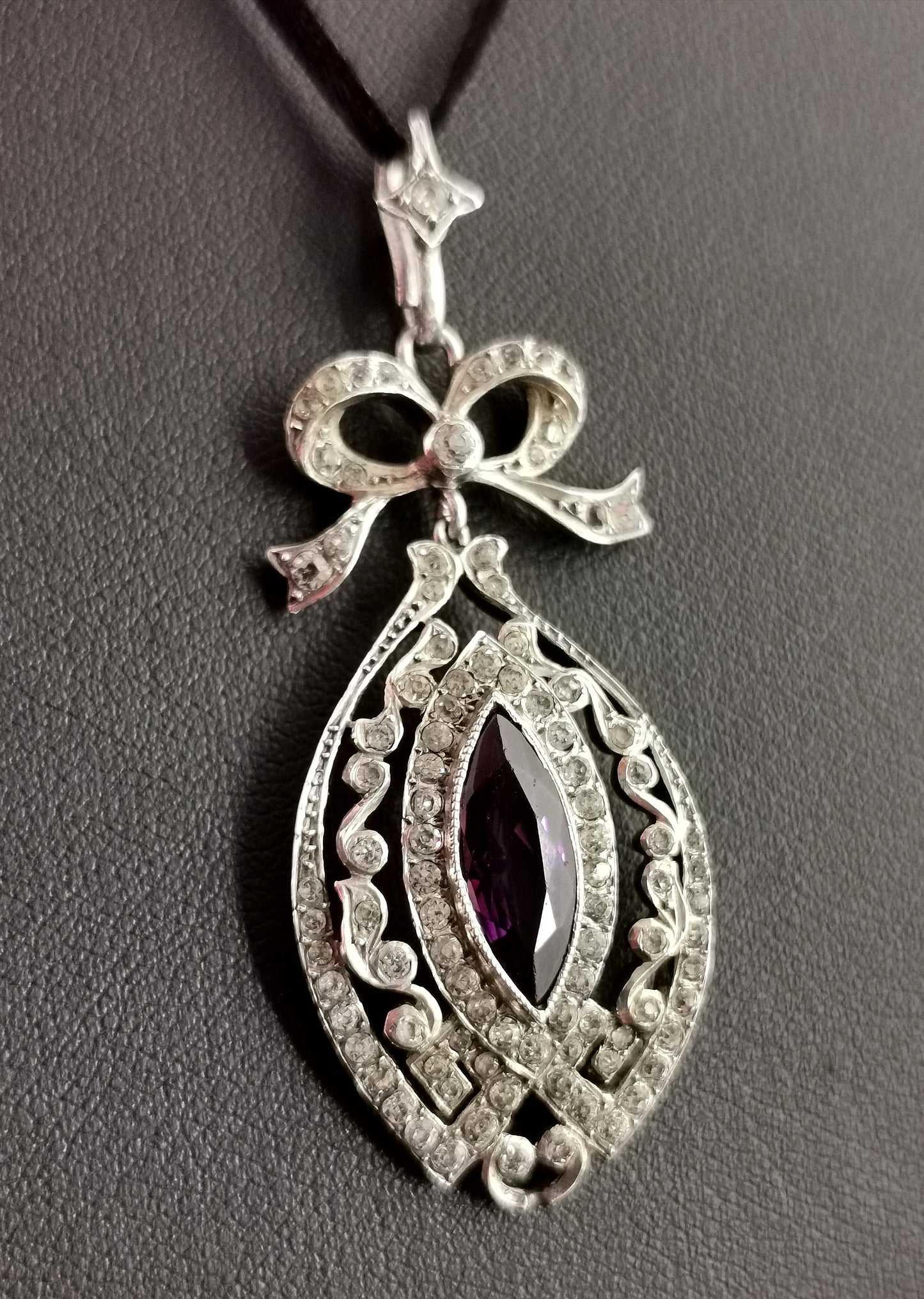 Antique Edwardian paste pendant, Belle Epoque, silver