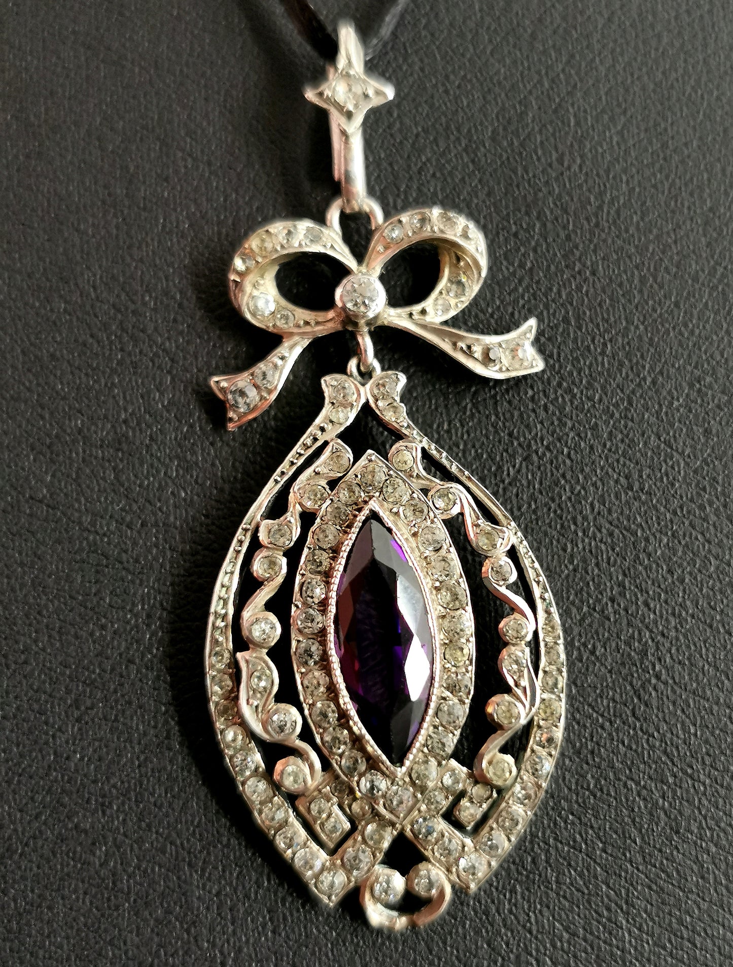 Antique Edwardian paste pendant, Belle Epoque, silver