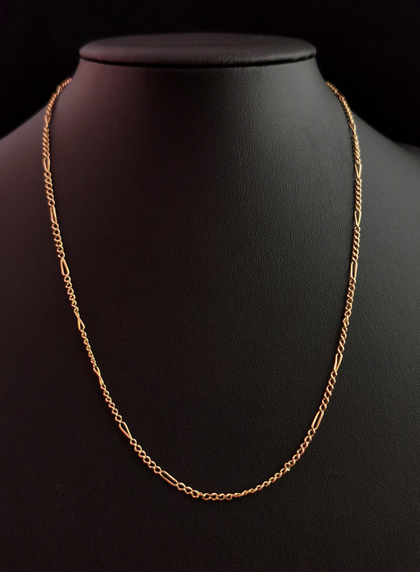 Antique 9ct gold fancy link figaro chain necklace