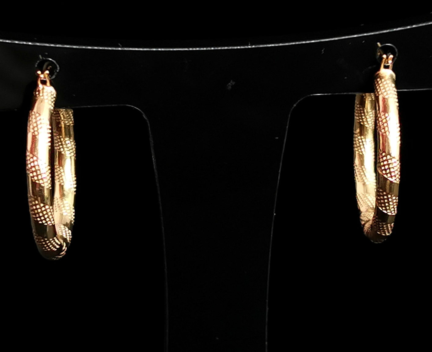 Vintage 9ct gold hoop earrings, textured