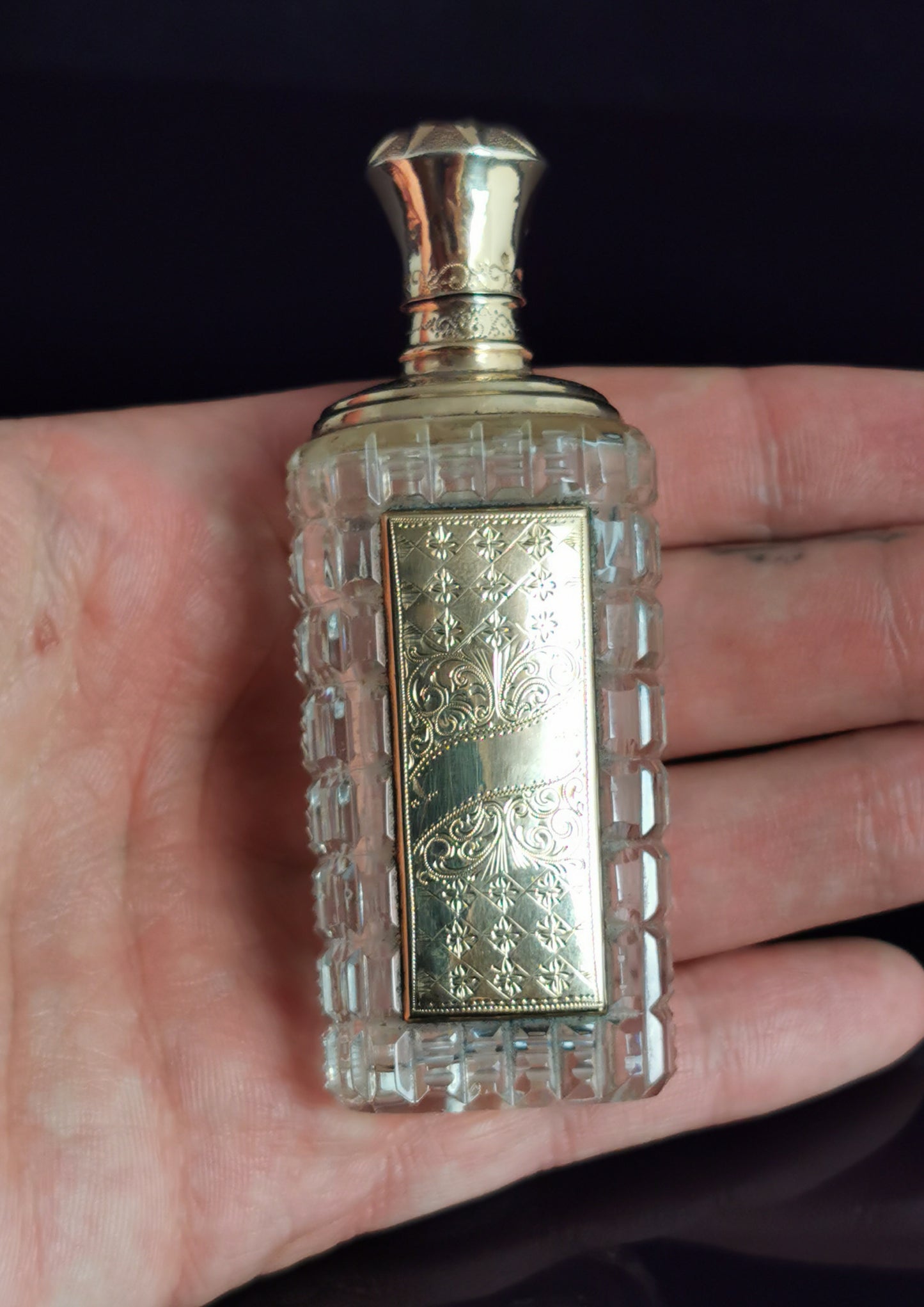 Antique 14k rose gold scent bottle, 19th century, cased