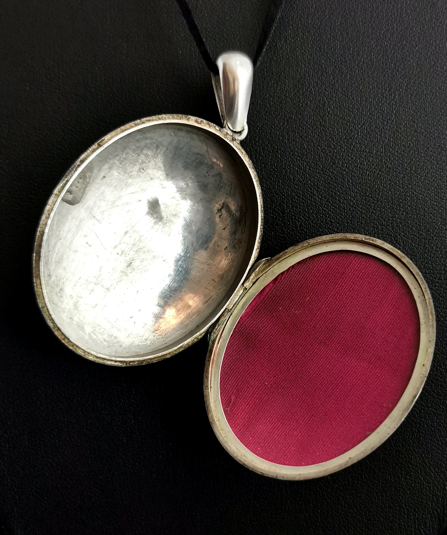Victorian silver mourning locket, monogrammed