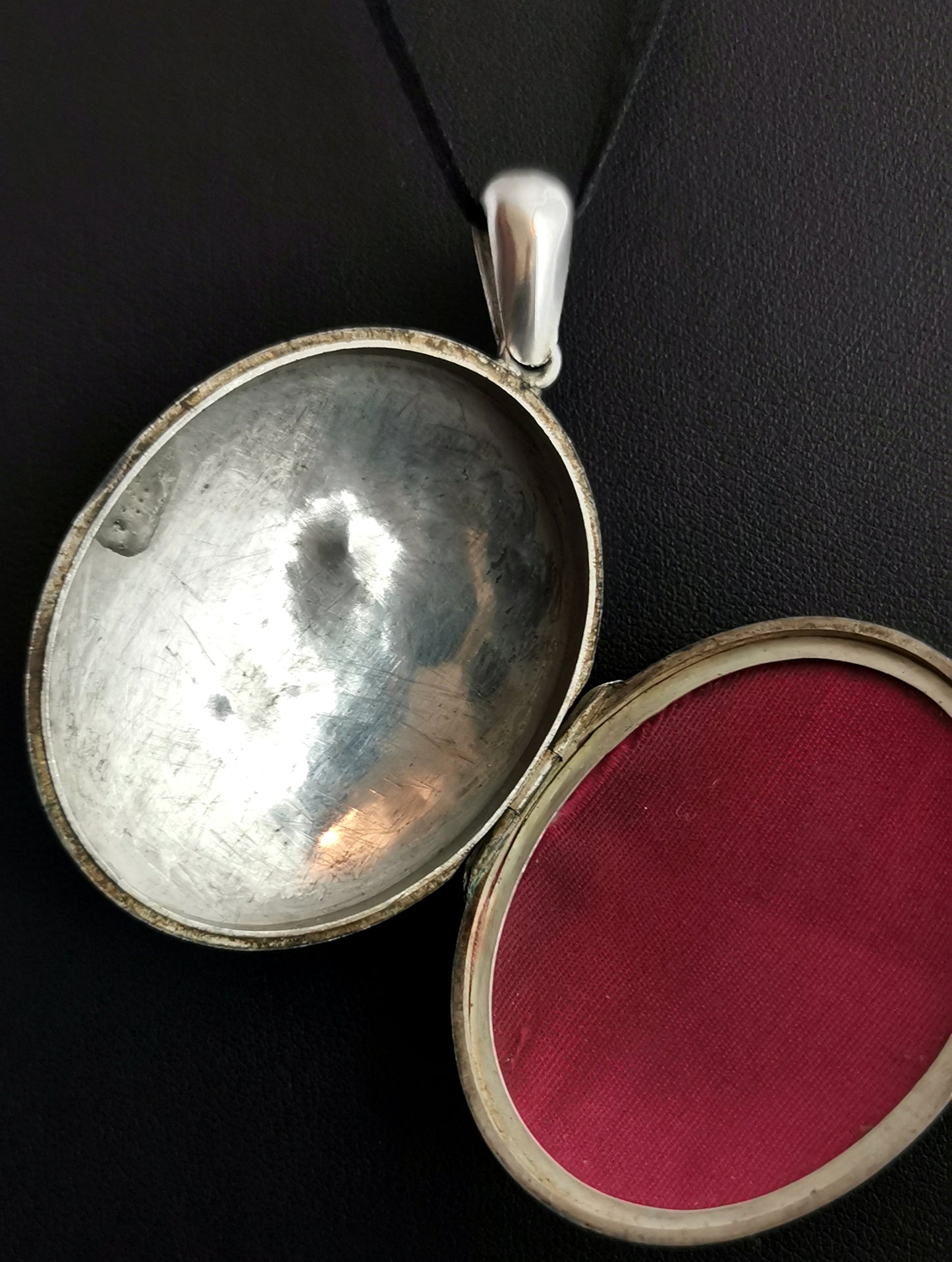 Victorian silver mourning locket, monogrammed