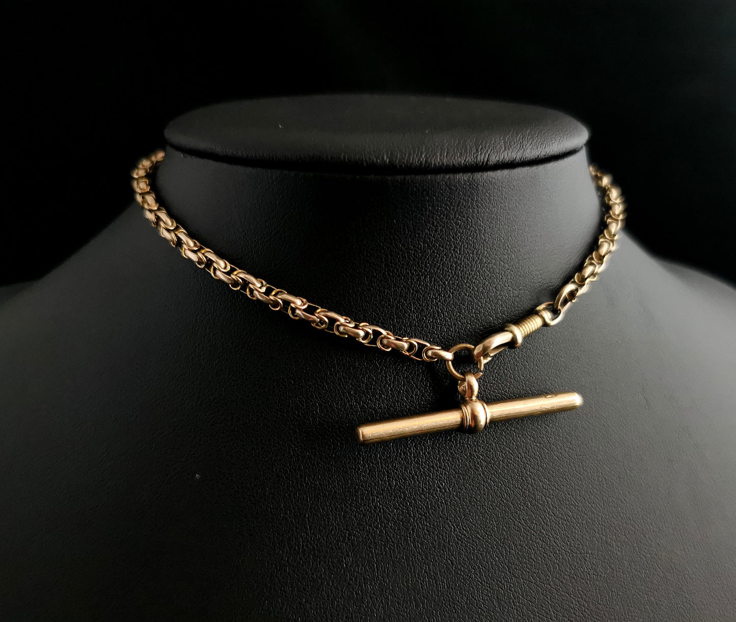Antique 9ct gold fancy link watch chain, Albert chain