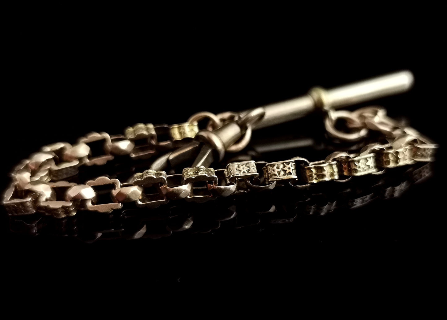 Antique 9ct gold fancy link watch chain, bracelet, Albert chain