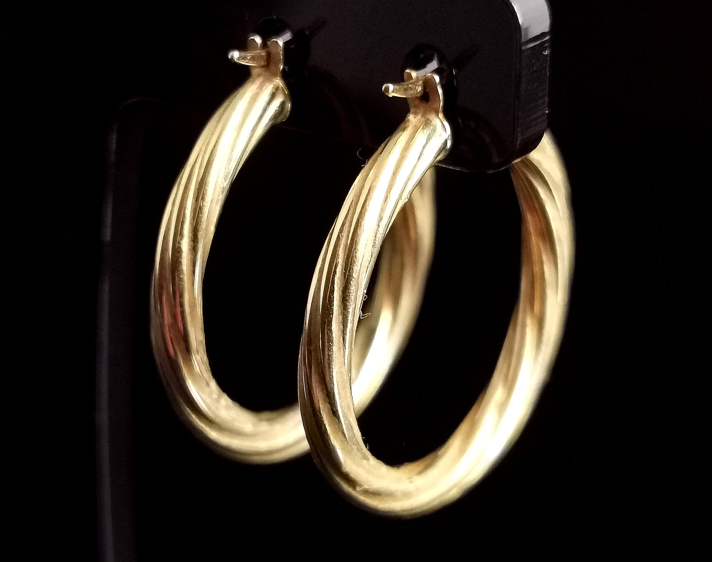 Vintage 9ct gold hoop earrings, Italian, yellow gold