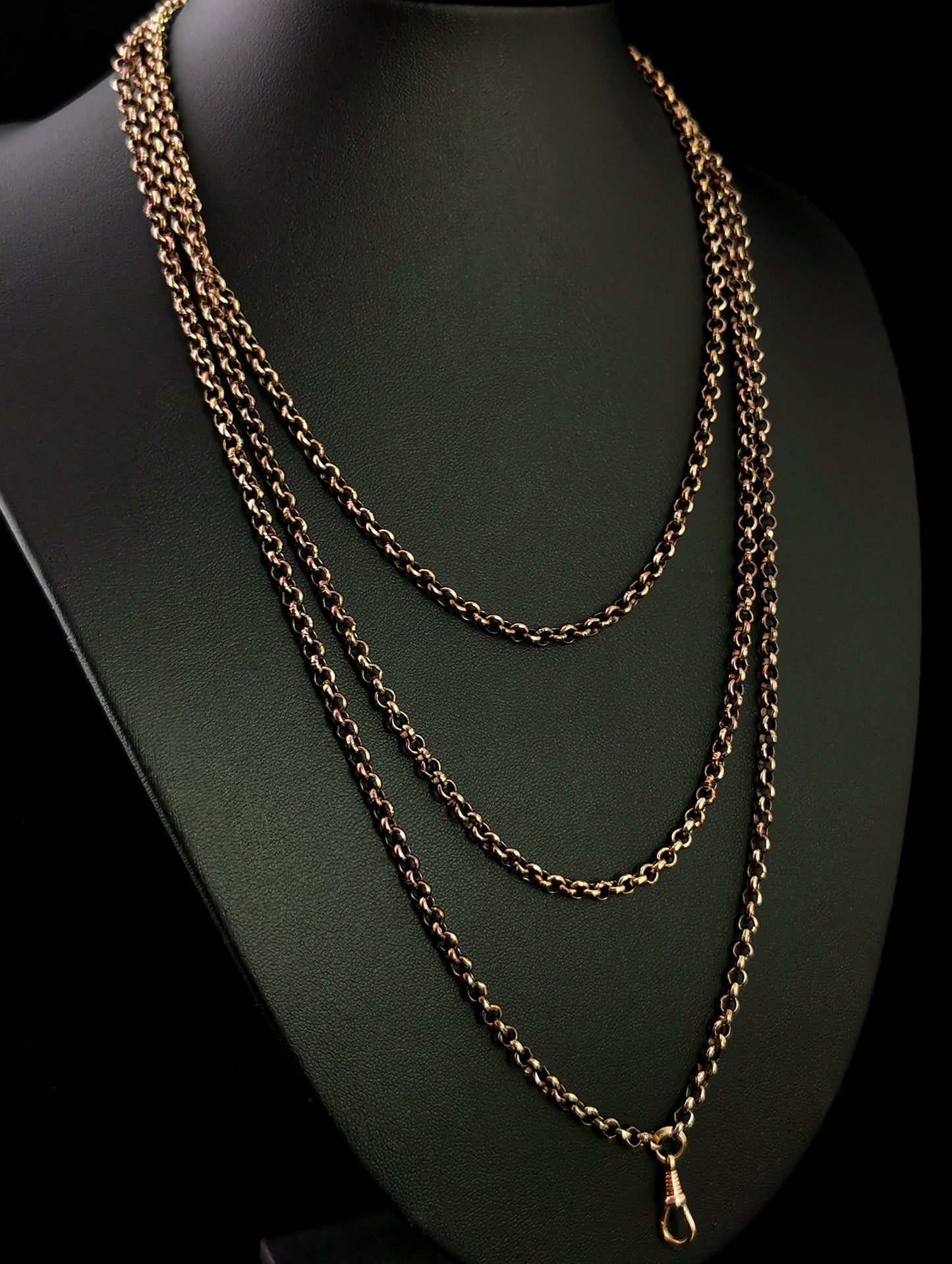 Victorian longuard chain, muff chain necklace, belcher link