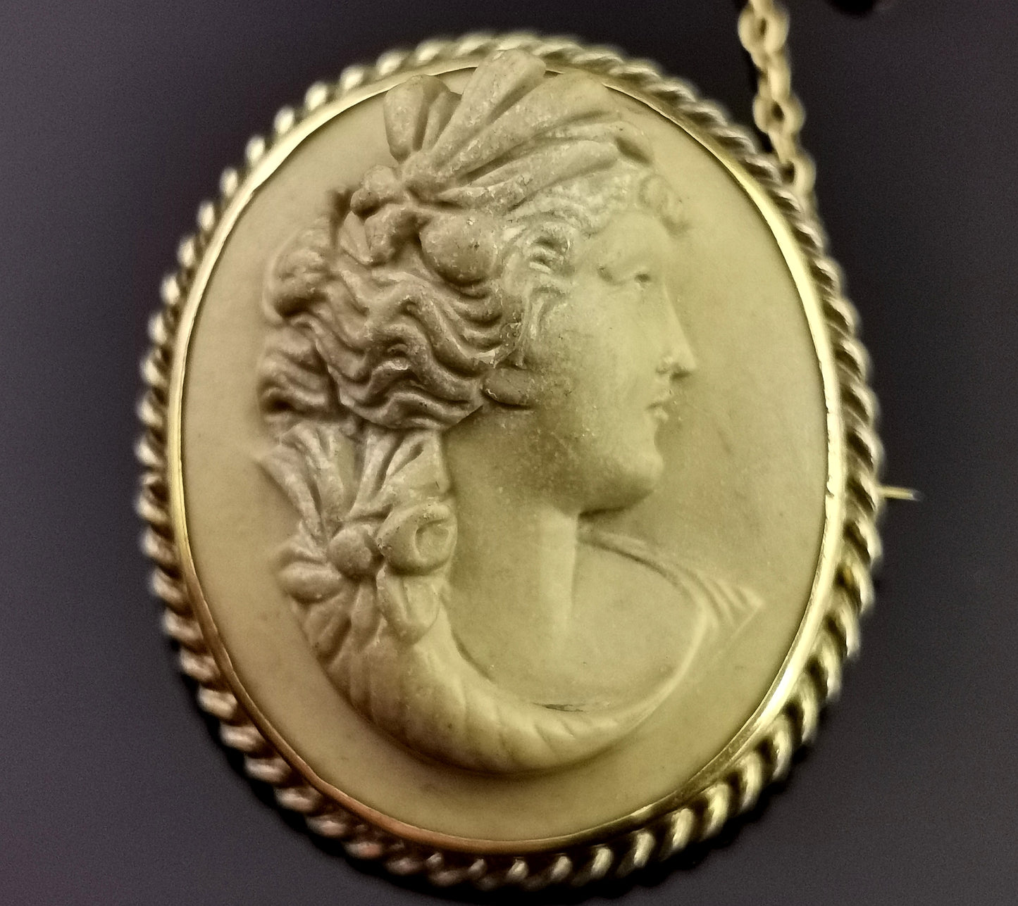 Antique Lava Cameo brooch, 19th century