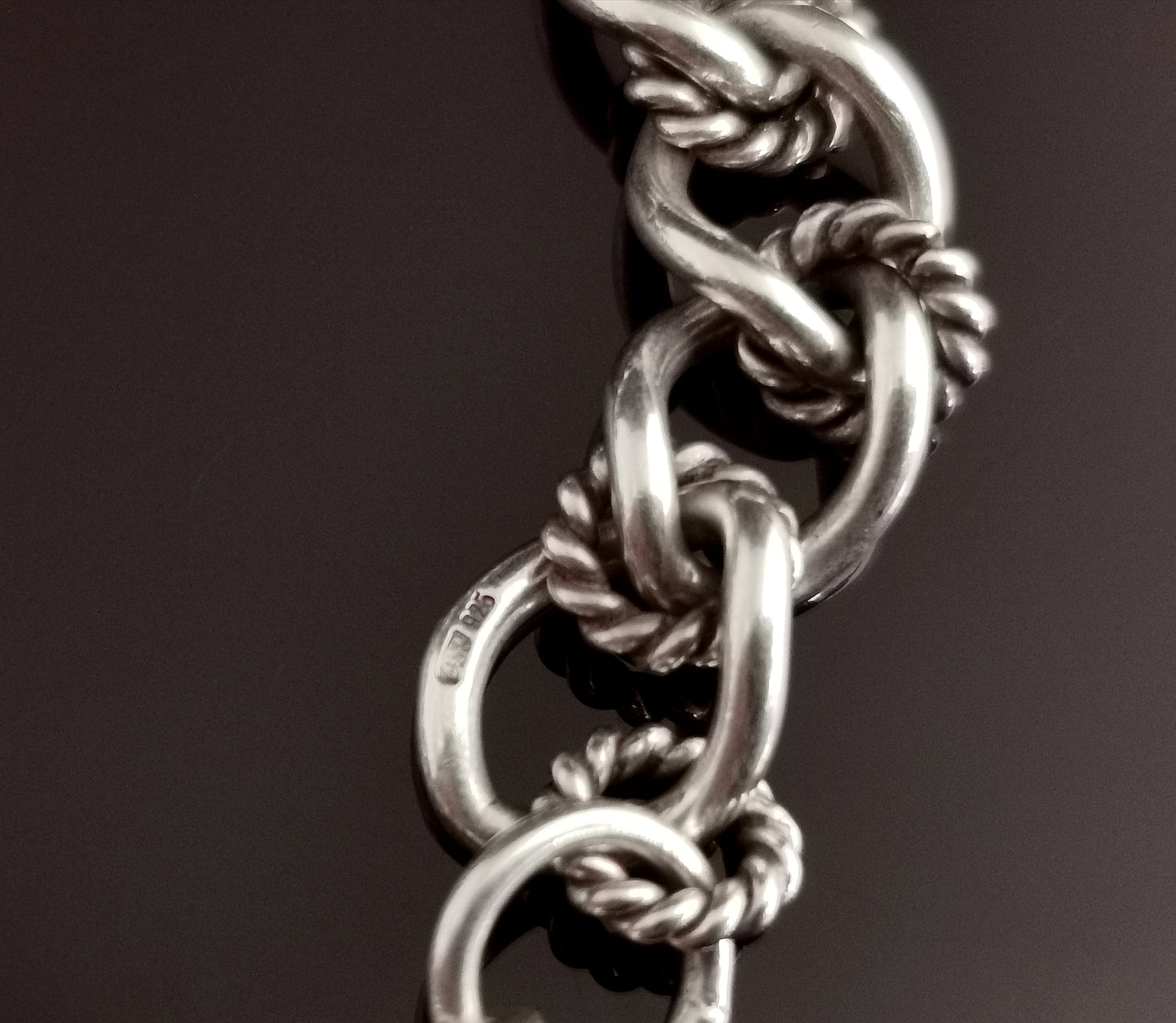 Vintage silver fancy link curb bracelet