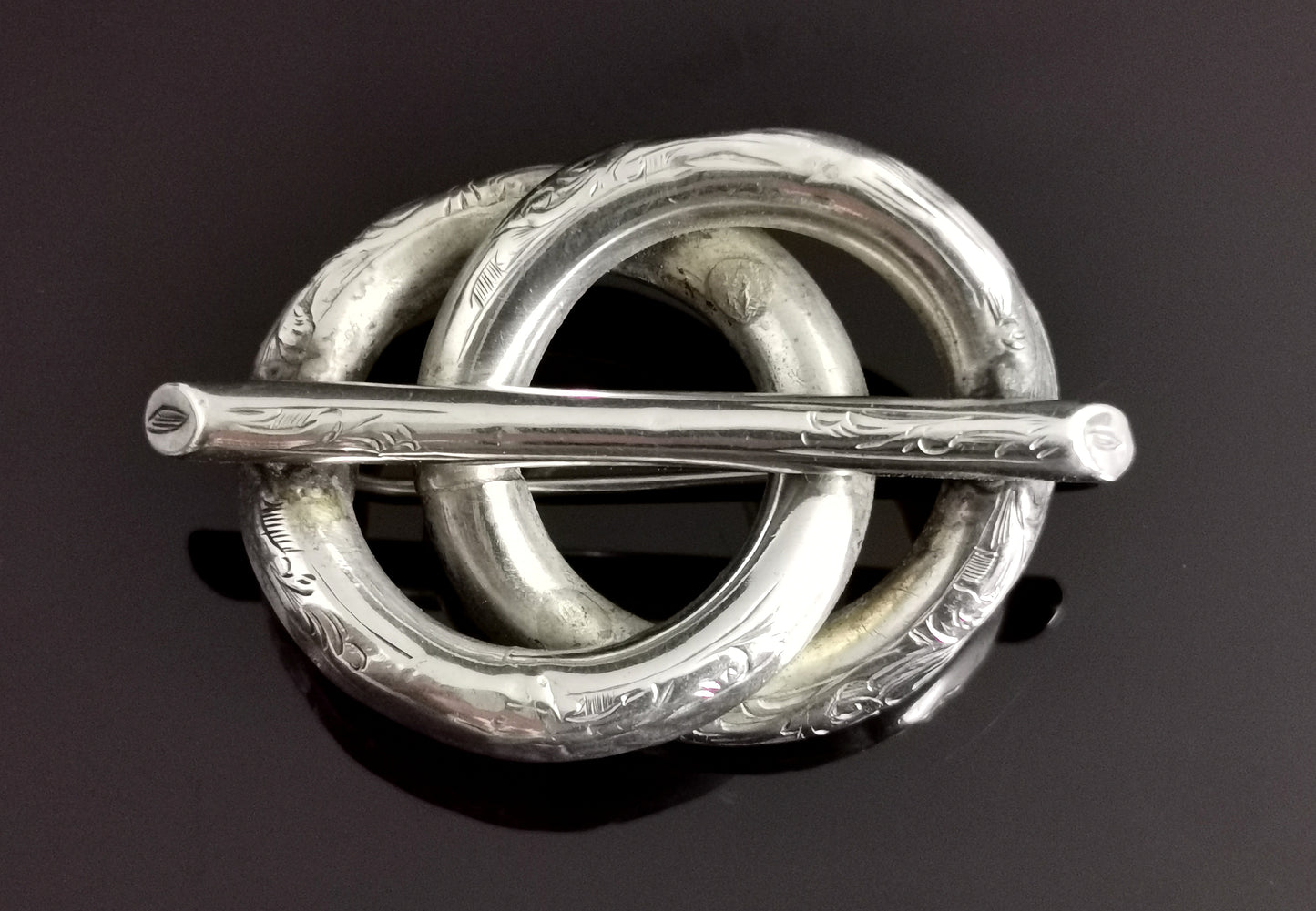 Antique Victorian silver knot brooch, lovers knot