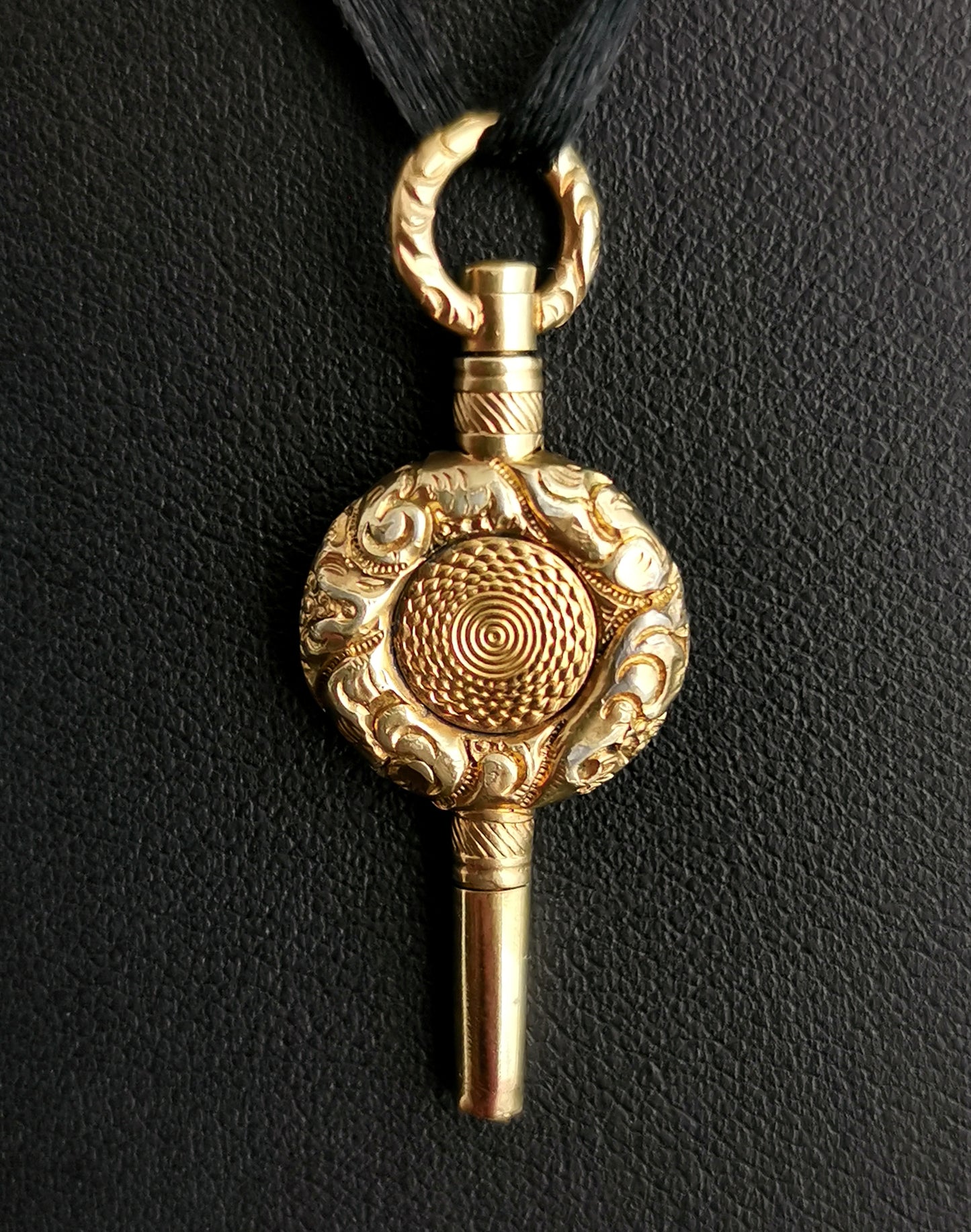 Antique Georgian watch key pendant, 18ct gold plated