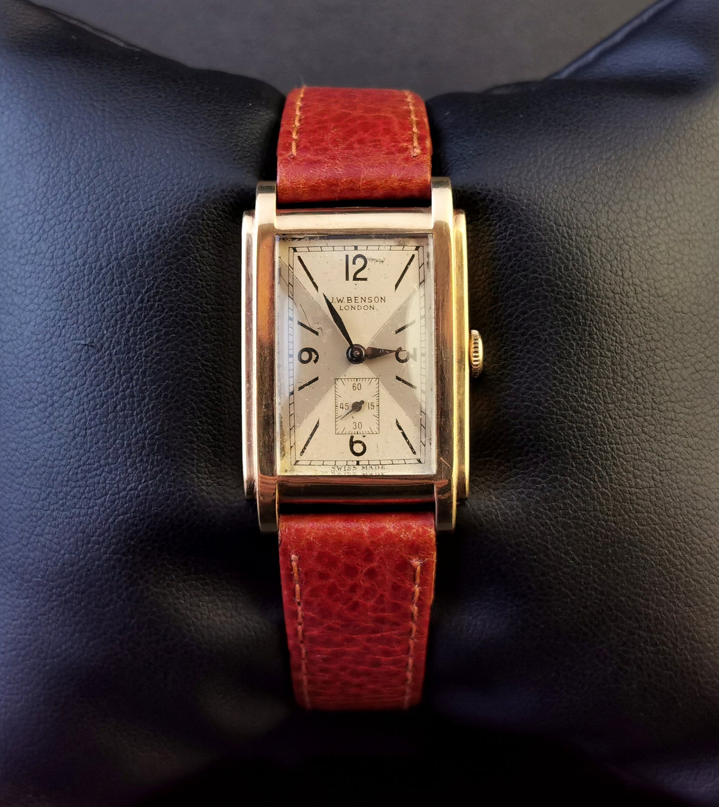 Vintage gents 9ct gold wristwatch, JW Benson