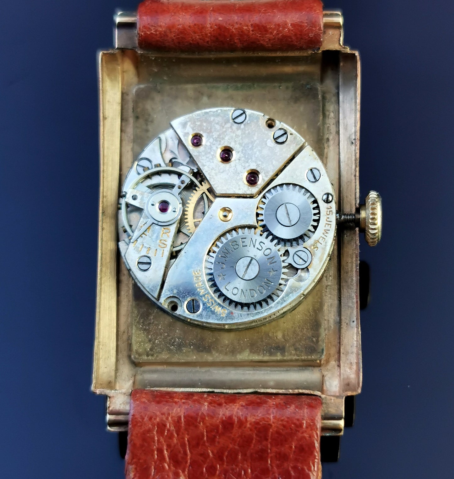 Vintage gents 9ct gold wristwatch, JW Benson