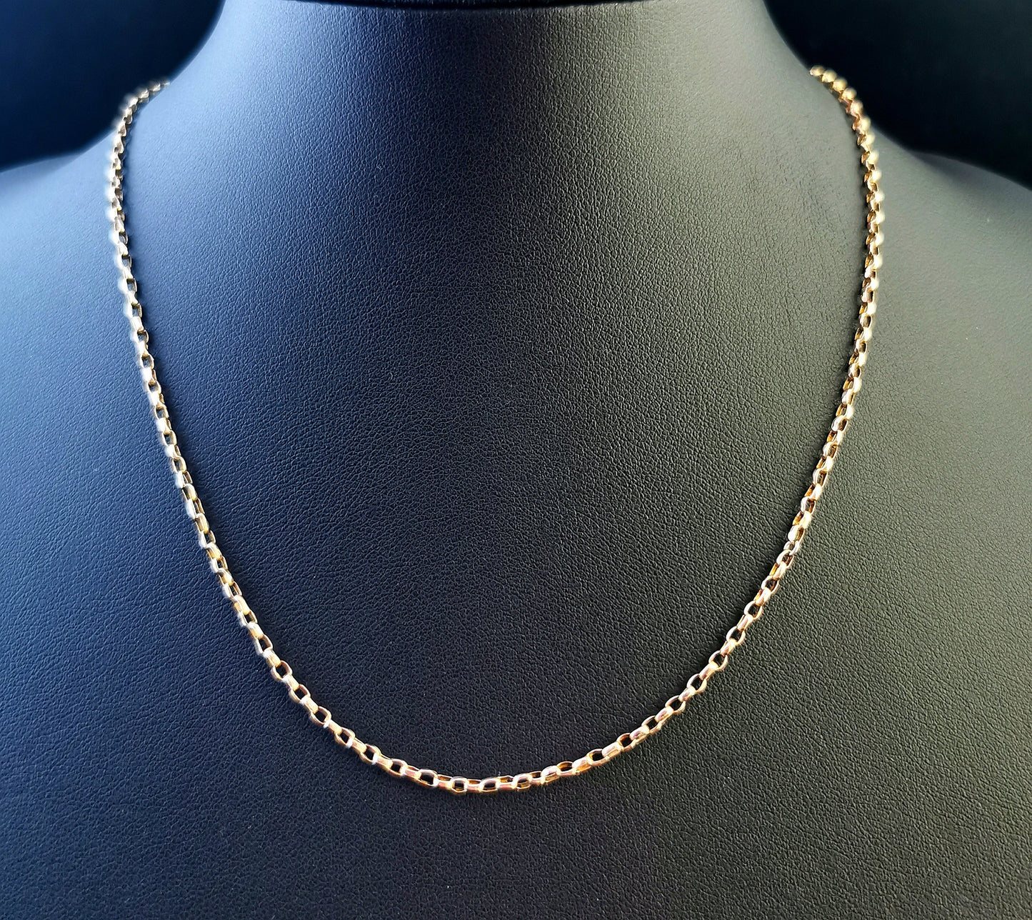 Antique 9ct gold Belcher link chain necklace, yellow gold, Edwardian