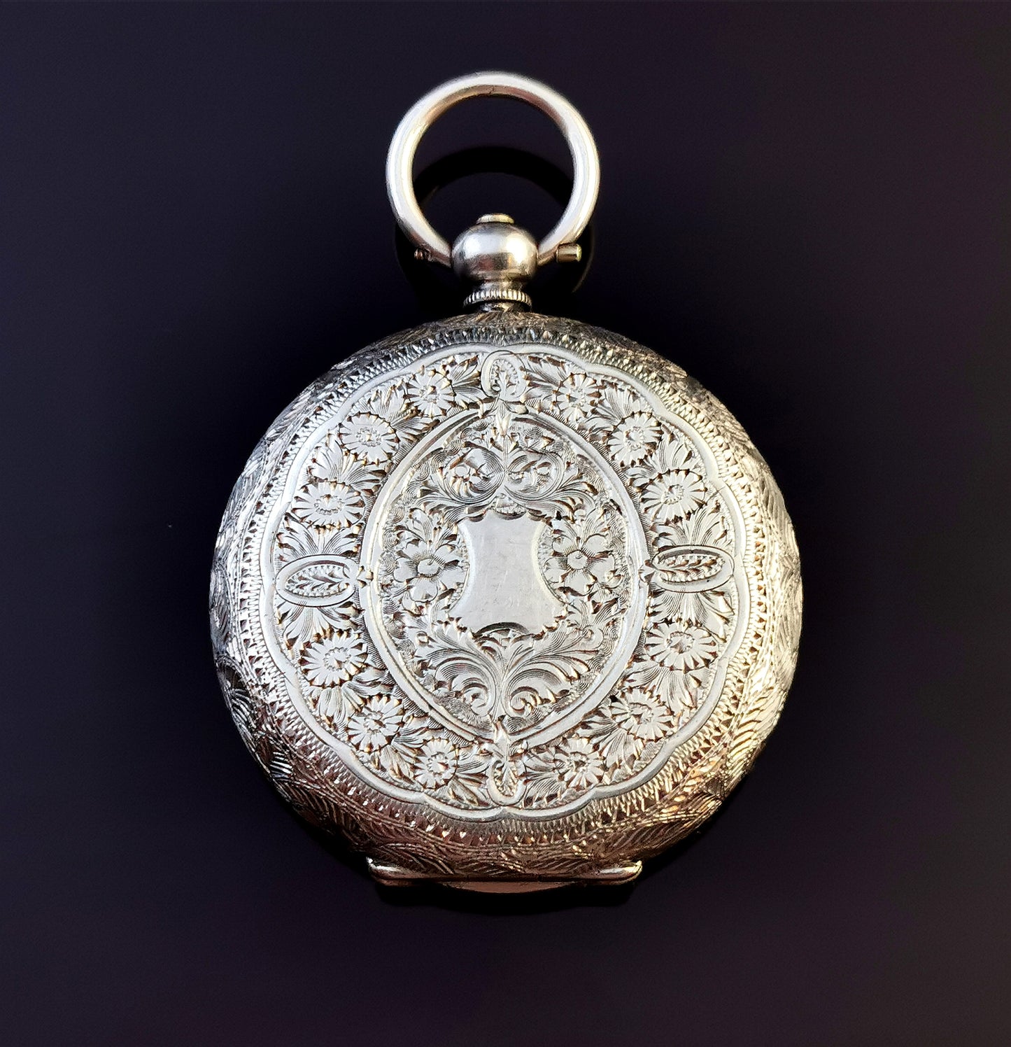 Antique fine silver pocket watch, ladies fob watch