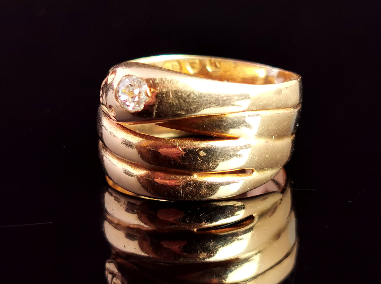 Antique Victorian snake ring, 18ct gold, Diamond