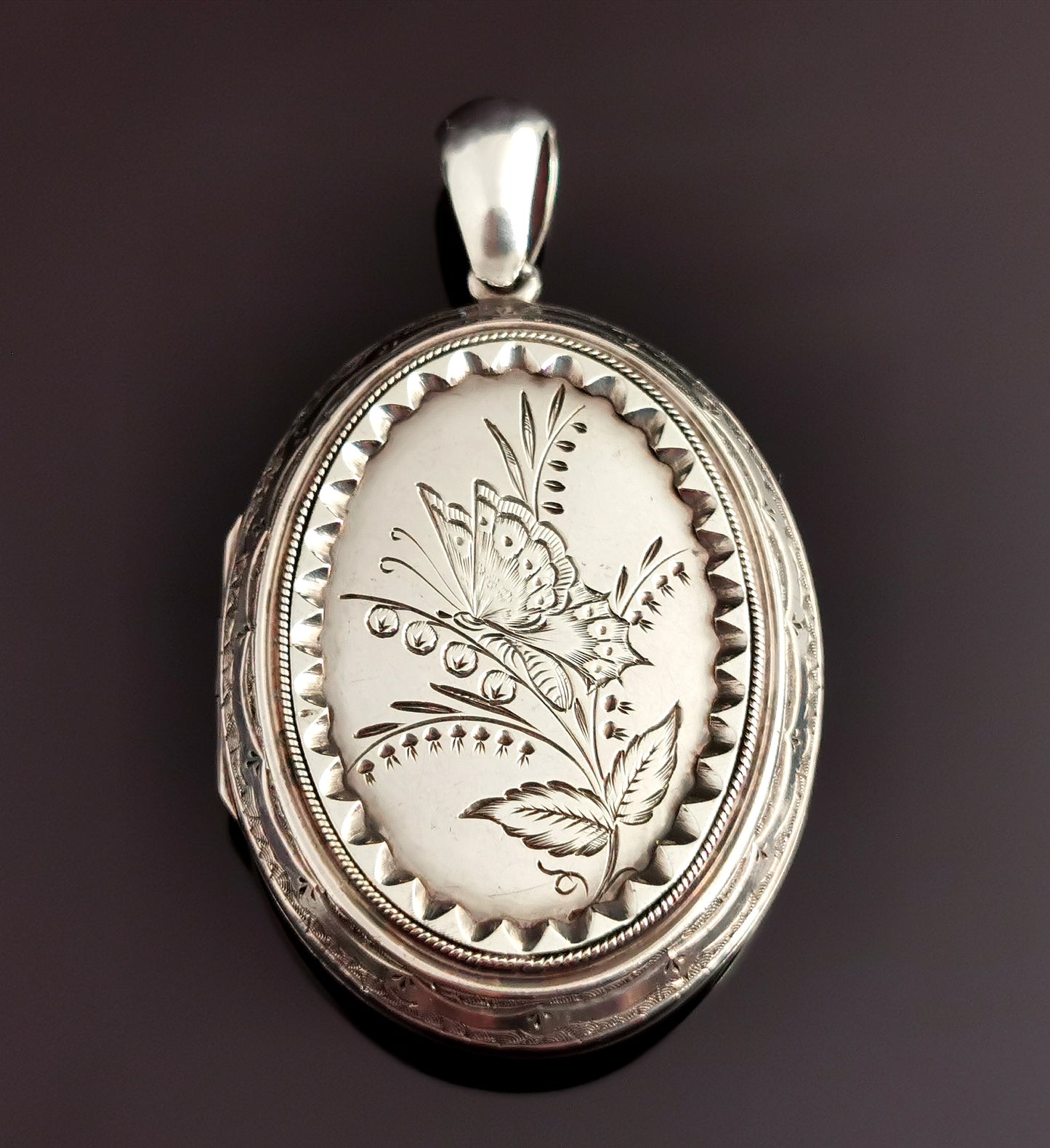 Antique Victorian silver Butterfly locket, pendant