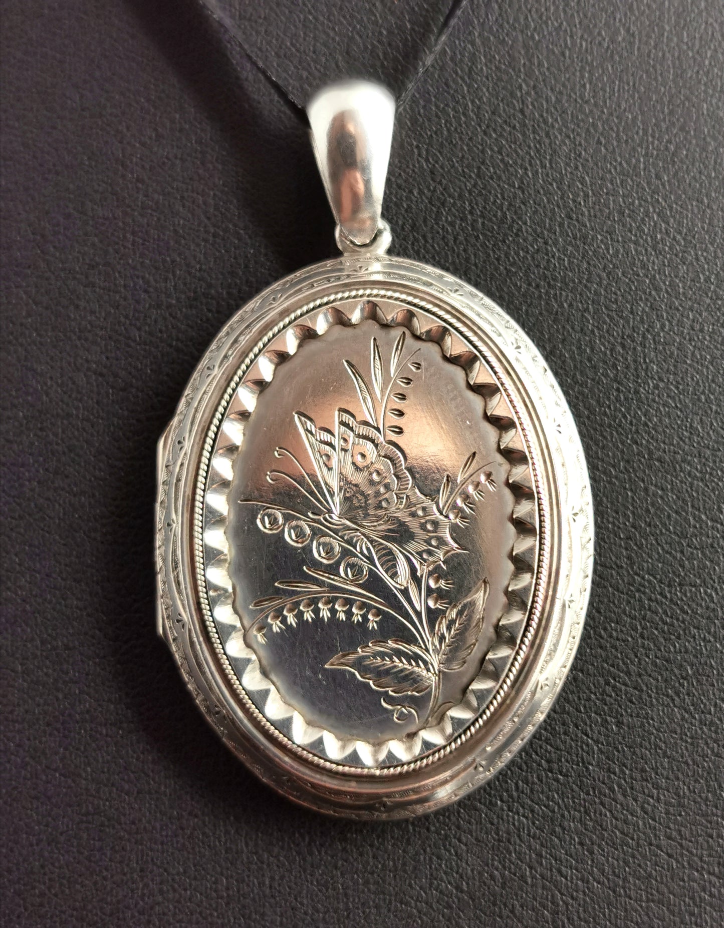 Antique Victorian silver Butterfly locket, pendant