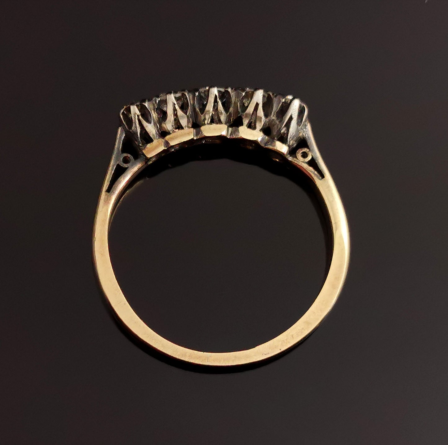 Antique Diamond half hoop ring, five stone, 18ct gold