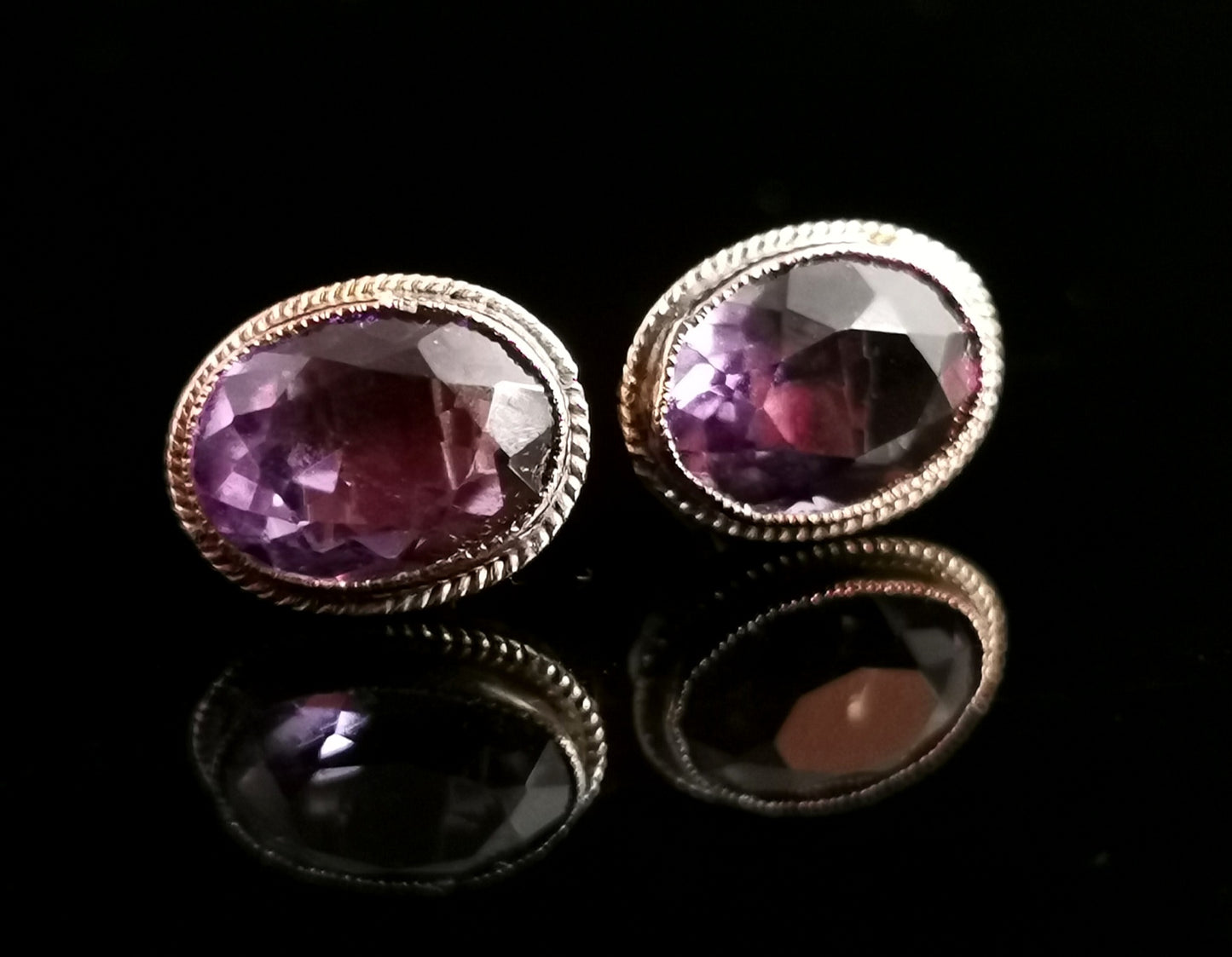Antique Victorian 9ct gold Amethyst stud earrings