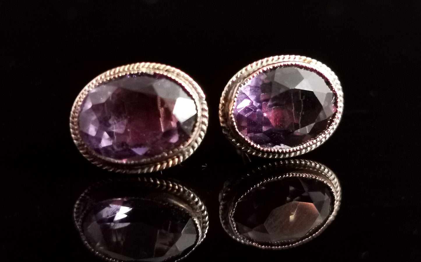 Antique Victorian 9ct gold Amethyst stud earrings
