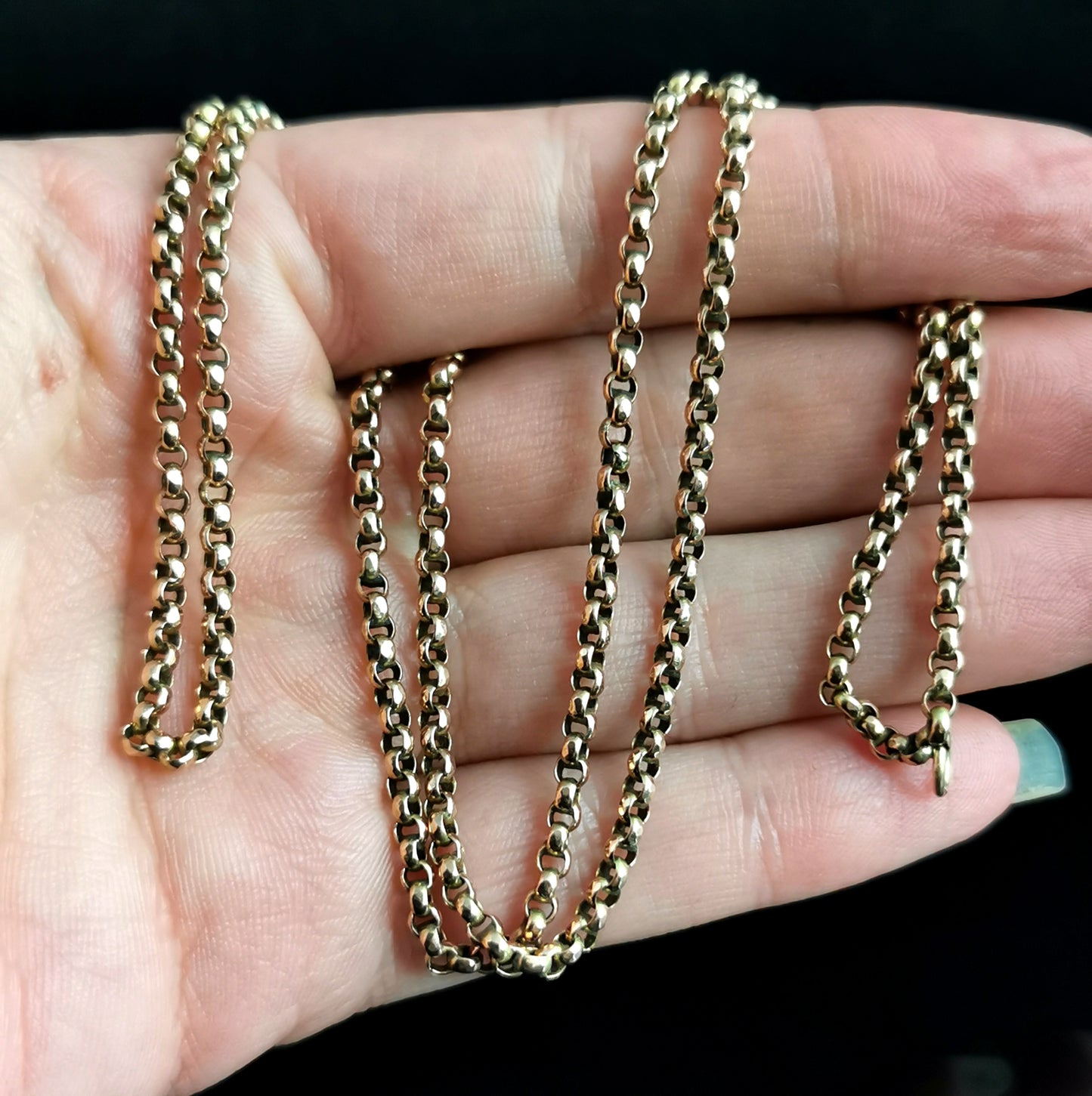 Antique Victorian 9ct gold Belcher link chain necklace
