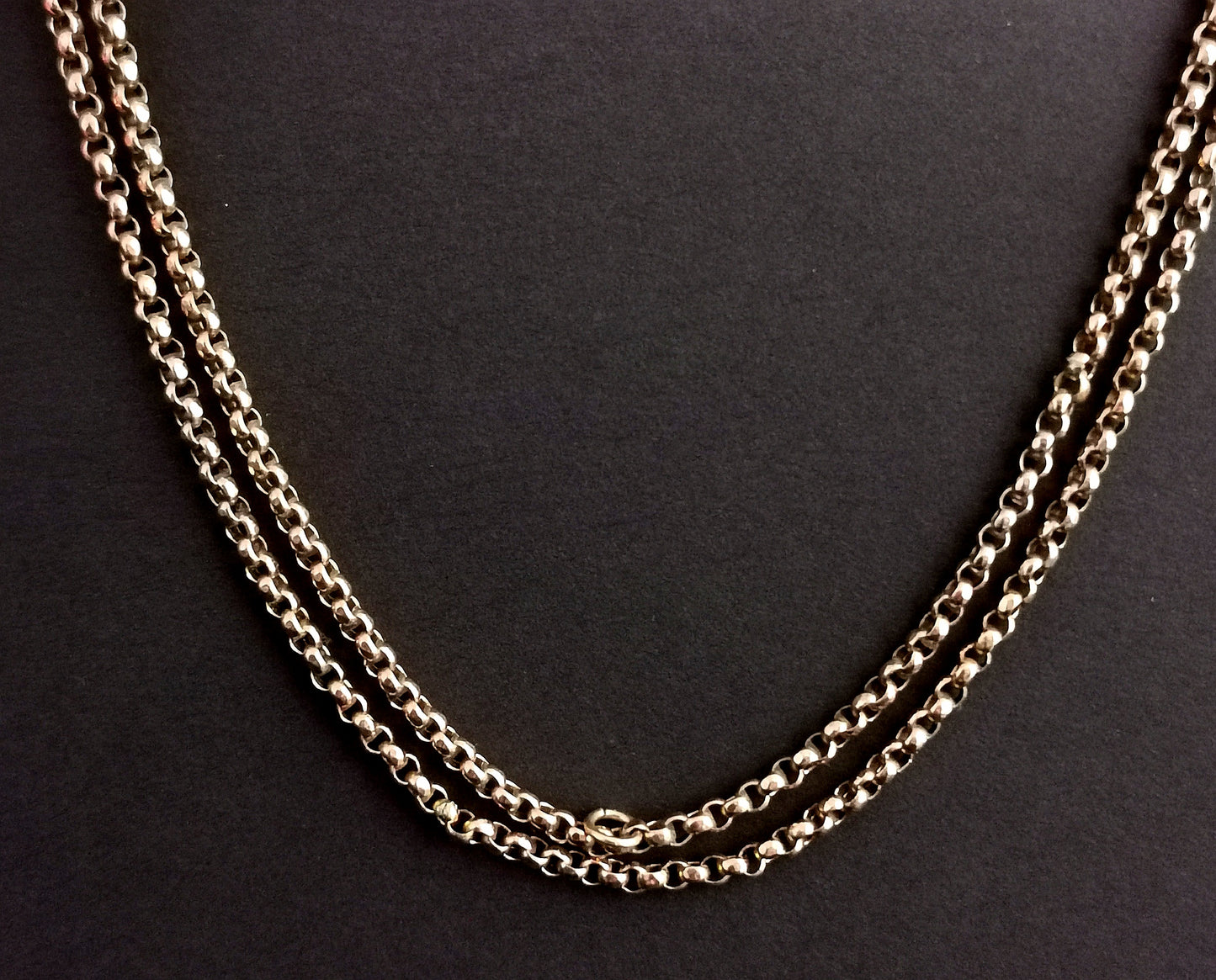 Antique Victorian 9ct gold Belcher link chain necklace